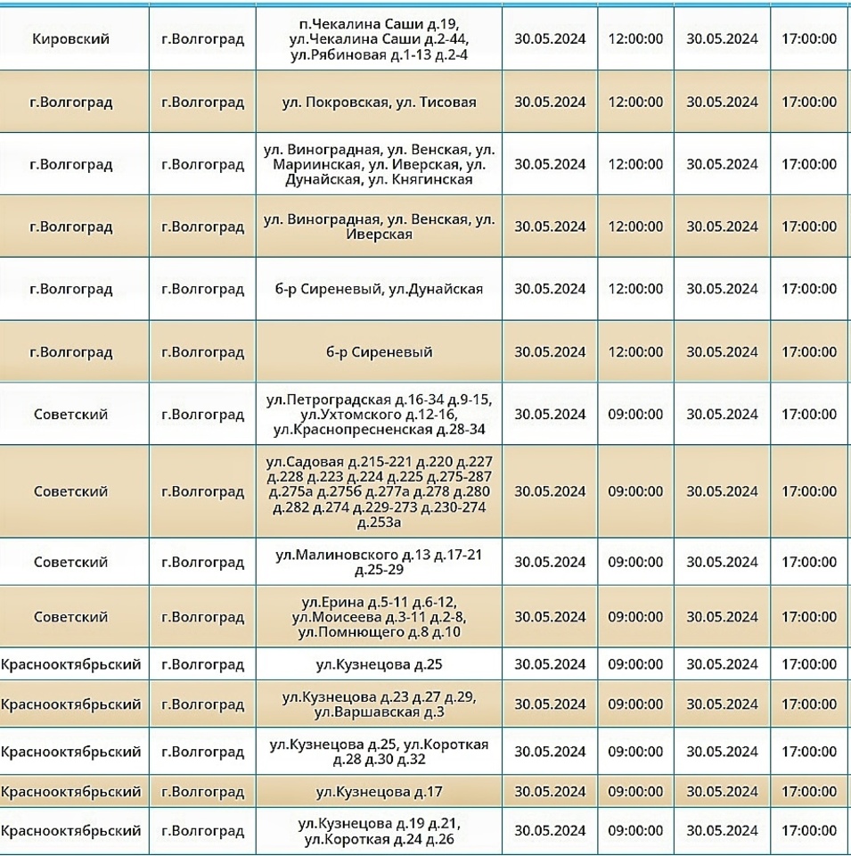 В трёх районах Волгограда ограничили электроснабжение 30 мая